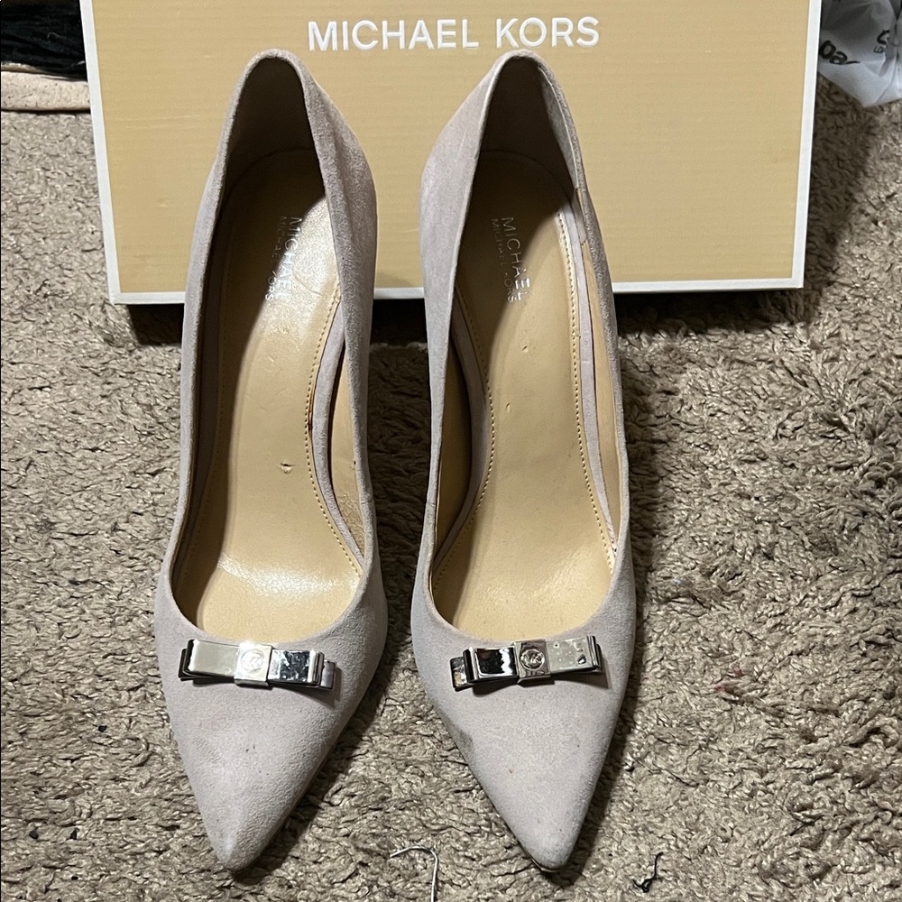 Michael Kors Women's Taupe Heels with Silver Accent